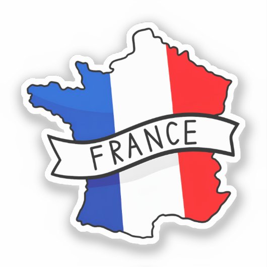 フランス国旗地図愛国フランスの誇りワールドカップ シール (正面)