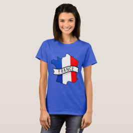 フランス国旗地図 フランス愛国ハート ワールドカップ Tシャツ