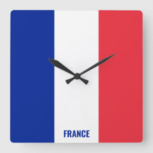 フランス国旗愛国 スクエア壁時計
