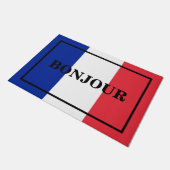 フランス国旗文字デザインにカスタマイズ可能なボンジュール ドアマット (アングル)