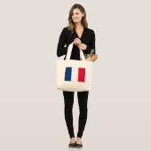 フランス国旗 ラージトートバッグ (正面(モデル))