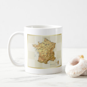 フランス国旗+地図マグカップ コーヒーマグカップ