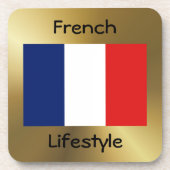 フランス国旗+文字コースター コースター (正面)