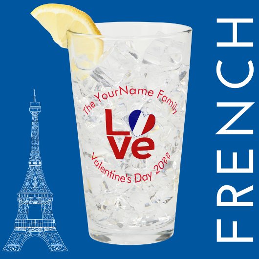 フランス国旗 赤い文字 LOVE オーダーメイド タンブラーグラス