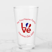 フランス国旗 赤い文字 LOVE オーダーメイド タンブラーグラス (正面)