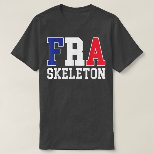 フランス国旗FRAフランスのスケルトン  Tシャツ (デザイン正面)