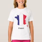 フランス地図のお土産デザイン フランス国旗をモチーフにしたもの Tシャツ (正面)