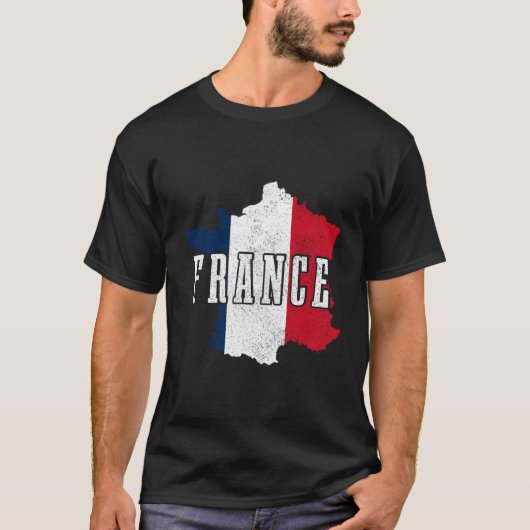 フランス地図プライドフランスの国旗 Tシャツ (正面)