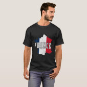 フランス地図プライドフランスの国旗 Tシャツ (正面フル)