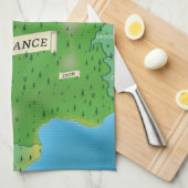 フランス地図 キッチンタオル (四つ折り)