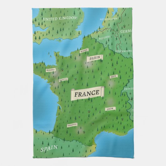 フランス地図 キッチンタオル (縦)