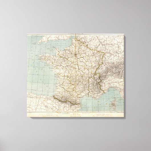 フランス地図 キャンバスプリント (正面)