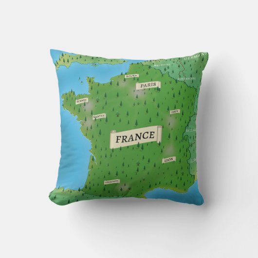 フランス地図 クッション (正面)
