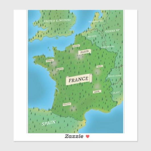 フランス地図 シール (シート)