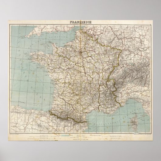 フランス地図 ポスター (正面)