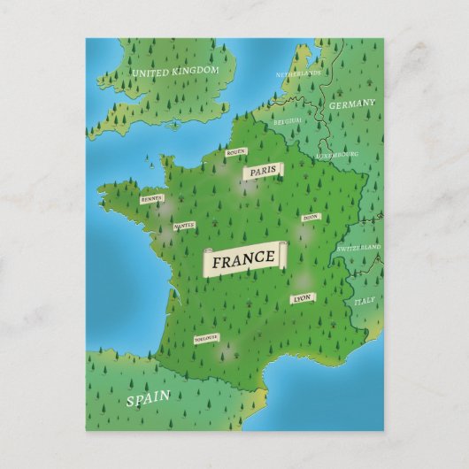 フランス地図 ポストカード (正面)