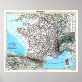 フランス地図 (1891) ポスター