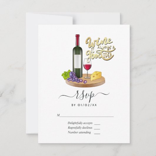 フランス娘のワインチェック ウェディング 出欠カード (正面)