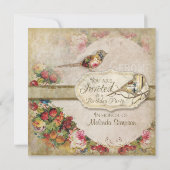 フランス市場モダンレトロ雑貨 鳥さんのお誕生日パーティー 招待状 (裏面)