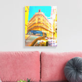 フランス建築フランスの通りオールドカーパリ キャンバスプリント (インサイチュ (リビング))