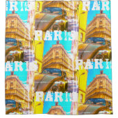 フランス建築フランスの通りオールドカーパリ シャワーカーテン (正面)