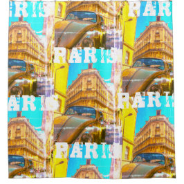 フランス建築フランスの通りオールドカーパリ シャワーカーテン