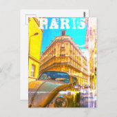 フランス建築フランスの通りオールドカーパリ ポストカード (正面/裏面)