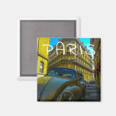 フランス建築フランスの通りオールドカーパリ マグネット (正面/裏面)