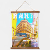 フランス建築フランスの通りオールドカーパリ 吊り下げ型タペストリー (正面)