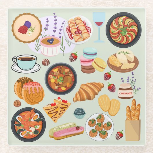  フランス料理 ガラスコースター (正面)
