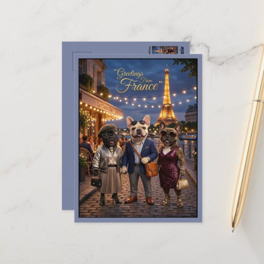 フランス旅行のご挨拶 ポストカード (正面/裏面インサイチュ)