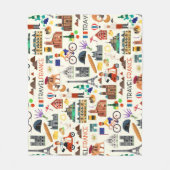 フランス旅行アイコンデザイン フリースブランケット (正面)