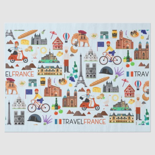 フランス旅行アイコンデザイン 薄葉紙 (正面)