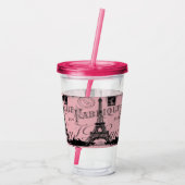 フランス旅行シックなピンクヴィンテージパリエッフェルタワー アクリルタンブラー (裏面)