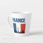 フランス旅行 – パリシティスカイラインフランスの国旗 カフェラテマグ (左アングル)
