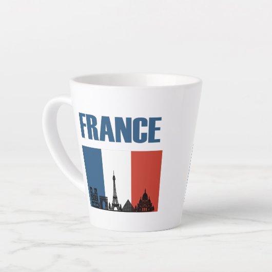 フランス旅行 – パリシティスカイラインフランスの国旗 カフェラテマグ (左アングル)