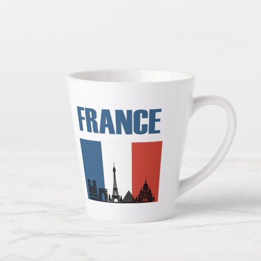 フランス旅行 – パリシティスカイラインフランスの国旗 カフェラテマグ (右)