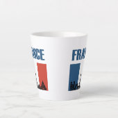 フランス旅行 – パリシティスカイラインフランスの国旗 カフェラテマグ (正面)