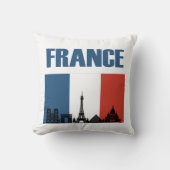 フランス旅行 – パリシティスカイラインフランスの国旗 クッション (正面)