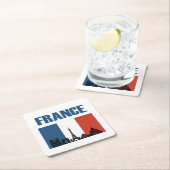 フランス旅行 – パリシティスカイラインフランスの国旗 スクエアペーパーコースター (インサイチュ)
