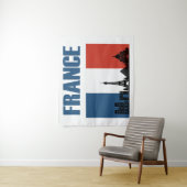 フランス旅行 – パリシティスカイラインフランスの国旗 タペストリー (インサイチュ)