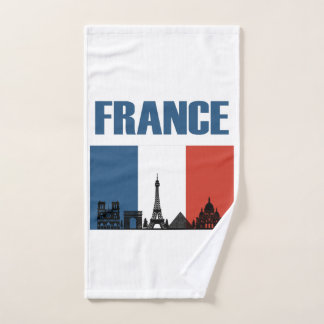 フランス旅行 – パリシティスカイラインフランスの国旗 ハンドタオル