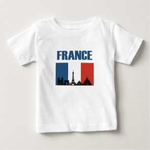 フランス旅行 – パリシティスカイラインフランスの国旗 ベビーTシャツ