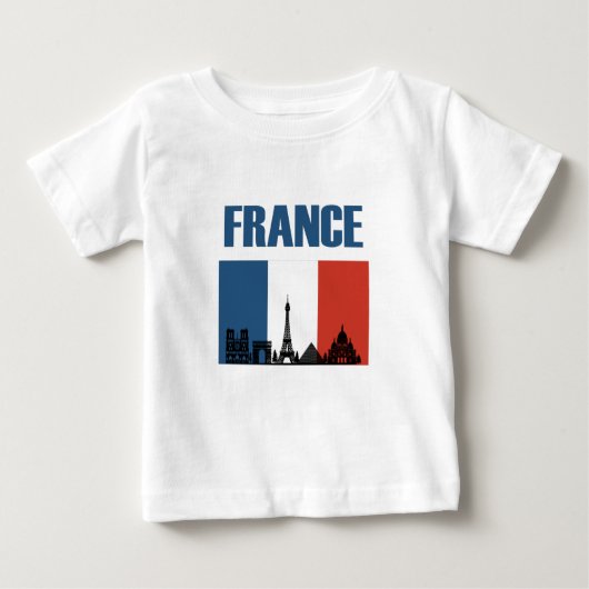 フランス旅行 – パリシティスカイラインフランスの国旗 ベビーTシャツ (正面)