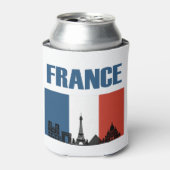 フランス旅行 – パリシティスカイラインフランスの国旗 缶クーラー (缶正面)