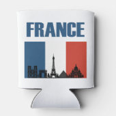 フランス旅行 – パリシティスカイラインフランスの国旗 缶クーラー (裏面)