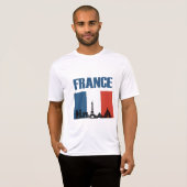 フランス旅行 – パリシティスカイラインフランスの国旗 Tシャツ (正面フル)