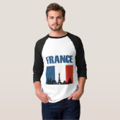 フランス旅行 – パリシティスカイラインフランスの国旗 Tシャツ (正面フル)