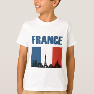 フランス旅行 – パリシティスカイラインフランスの国旗 Tシャツ