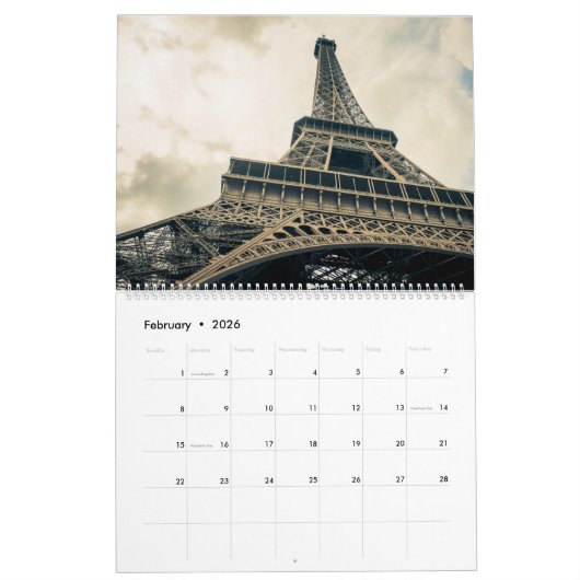 フランス暦ホームアートウォールカレンダー カレンダー (2月 2026)